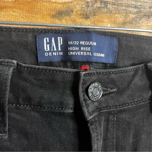 Gap Black Floral Embroidered High Rise Universal Leggings Size 14/32 - Picture 9 of 10